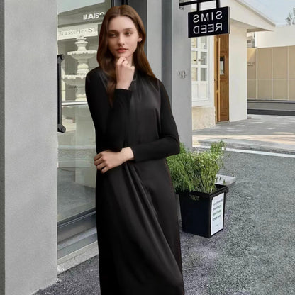 Damen Langarm-Maxikleid Elegantes Design Zeitlos