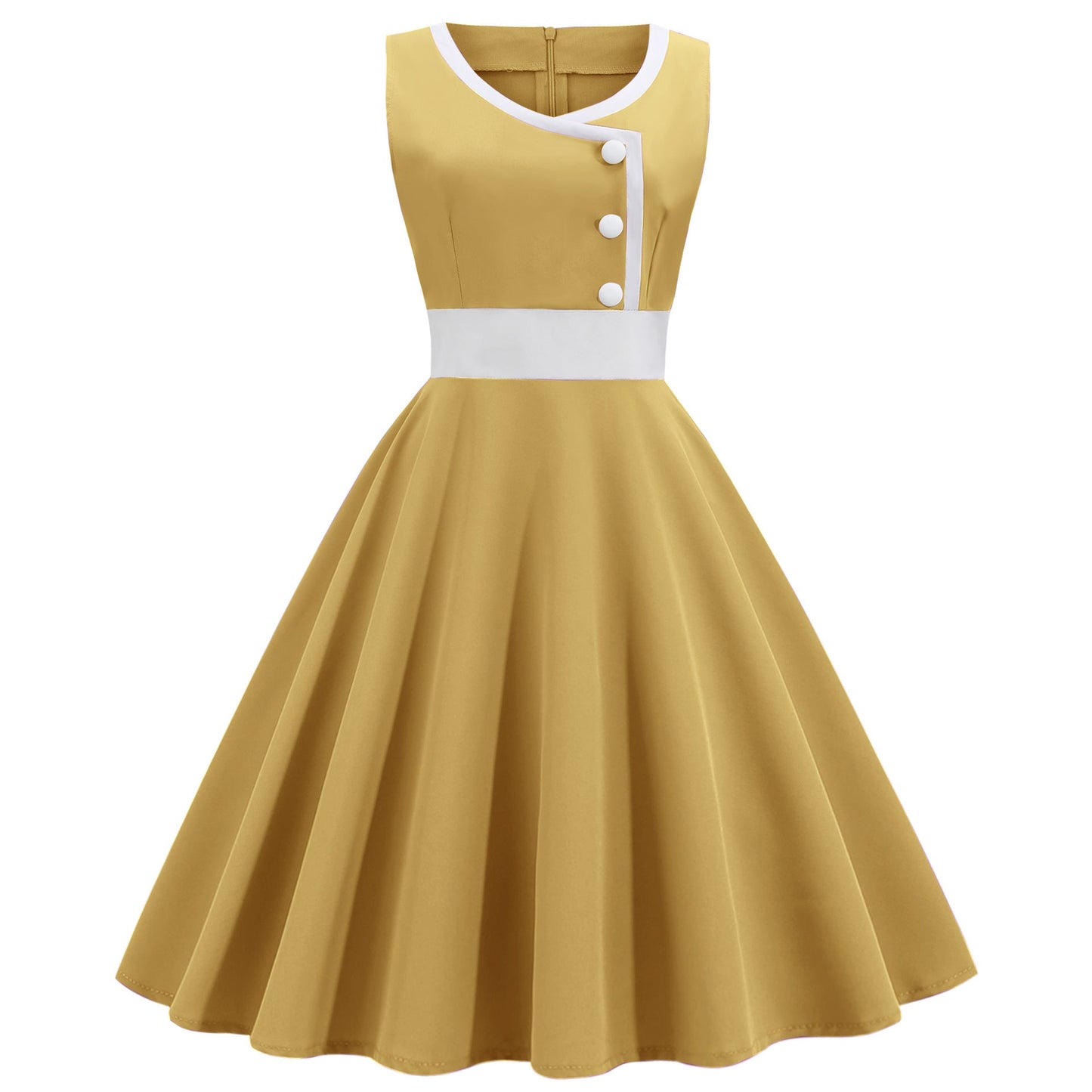 Damen A-Linien Swingkleid mit Knöpfen Elegant Eveloria