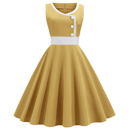 Damen A-Linien Swingkleid mit Knöpfen Elegant Eveloria