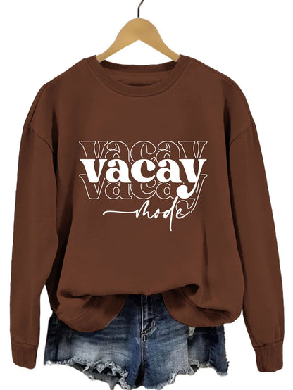 Damen Sweatshirt Lässiger Schriftzug Baumwolle Entspannte Passform