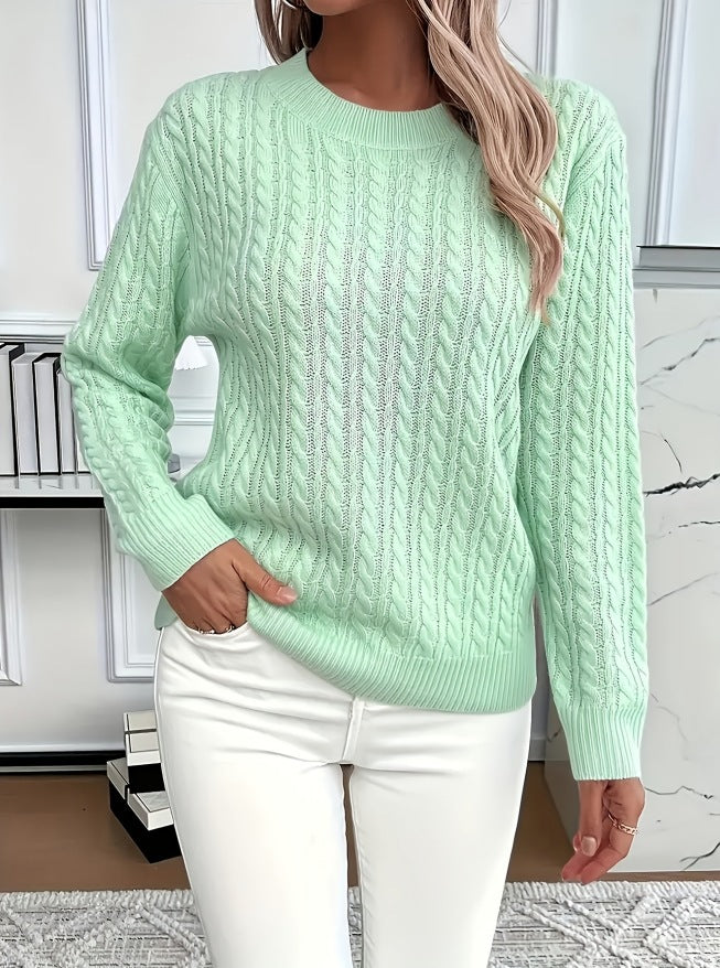Damen Strickpullover Zopfdesign Elegantes Design