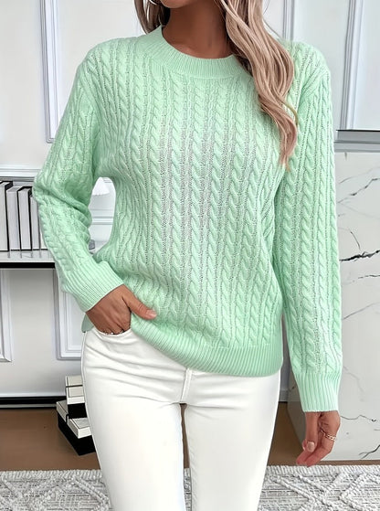 Damen Strickpullover Zopfdesign Elegantes Design