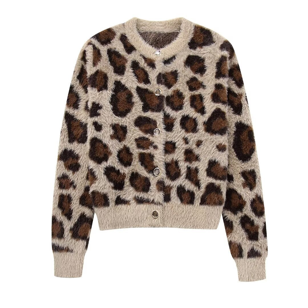 Damen Leopardenpulli Kuscheliger Pullover Eveloria