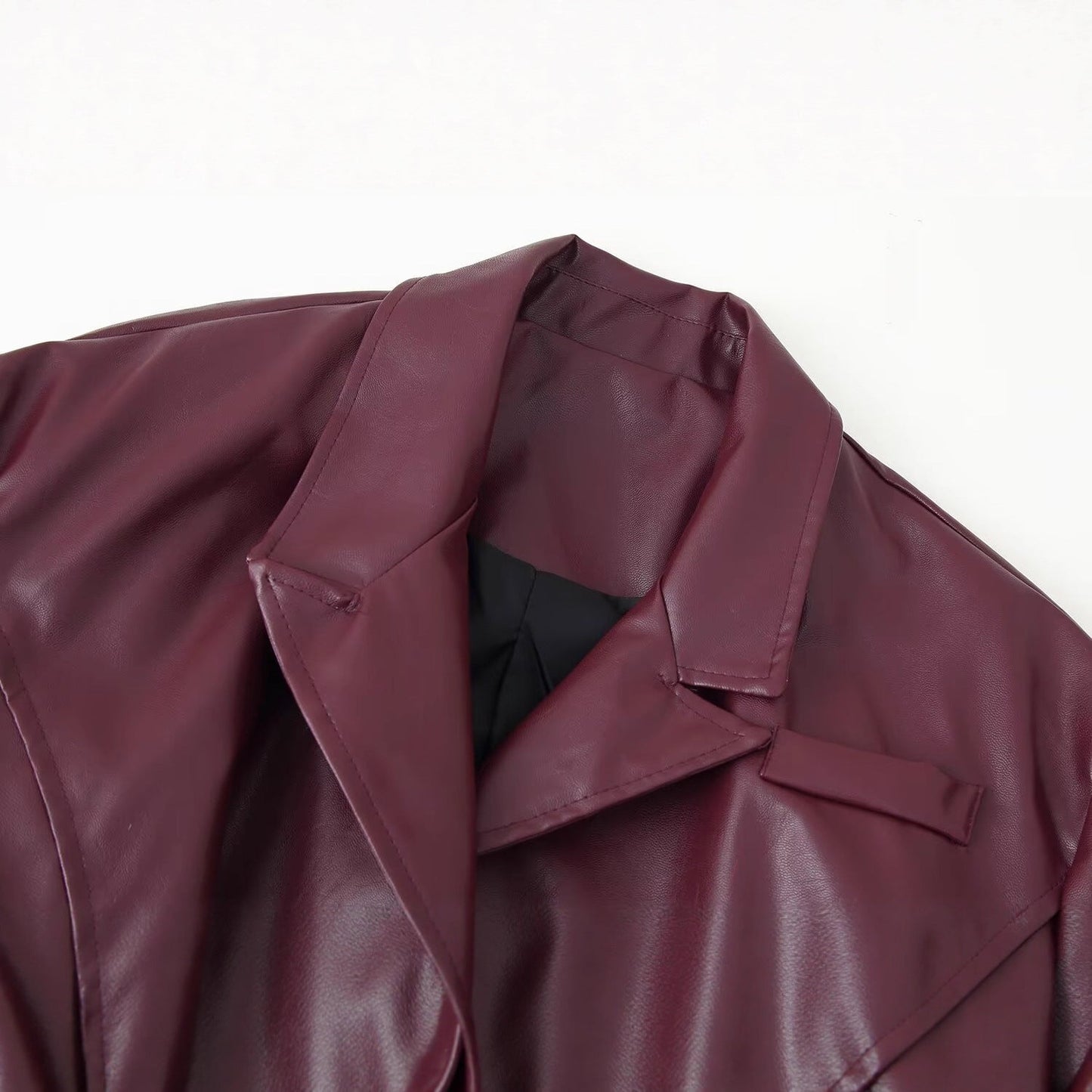 Damen Kunstleder Blazerjacke Tailliert Eveloria