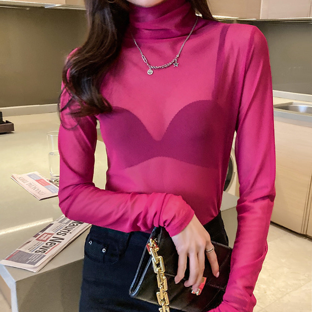 Damen Turtleneck-Pullover Durchsichtig Eveloria