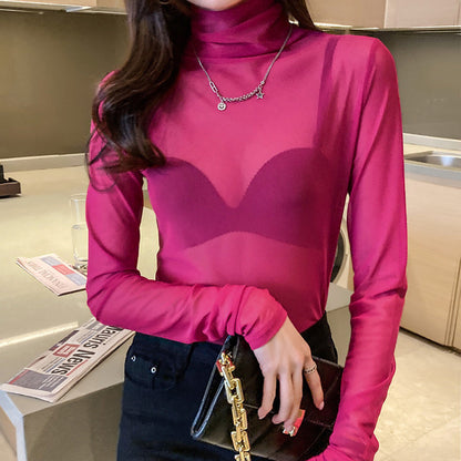 Damen Turtleneck-Pullover Durchsichtig Eveloria