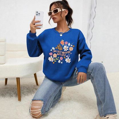 Damen Sweatshirt Floralmuster Weich Pastell