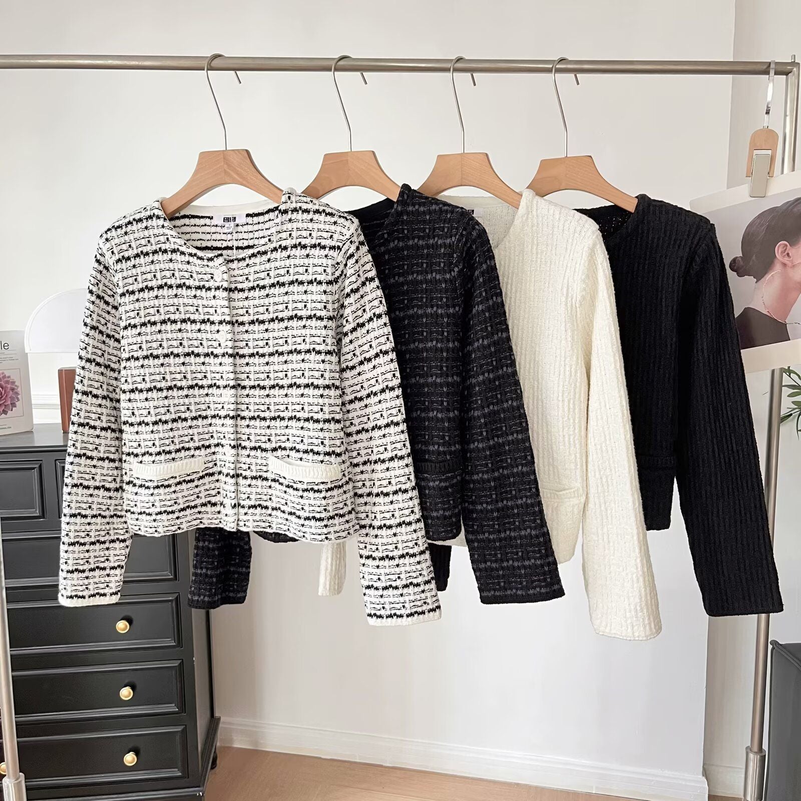 Damen Strickcardigan Strukturiertes Muster Eveloria - Eveloria
