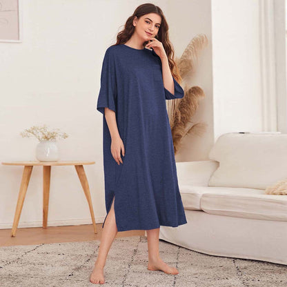 Damen Nachtkleid mit Schlitzen und Brusttasche Eveloria - Eveloria