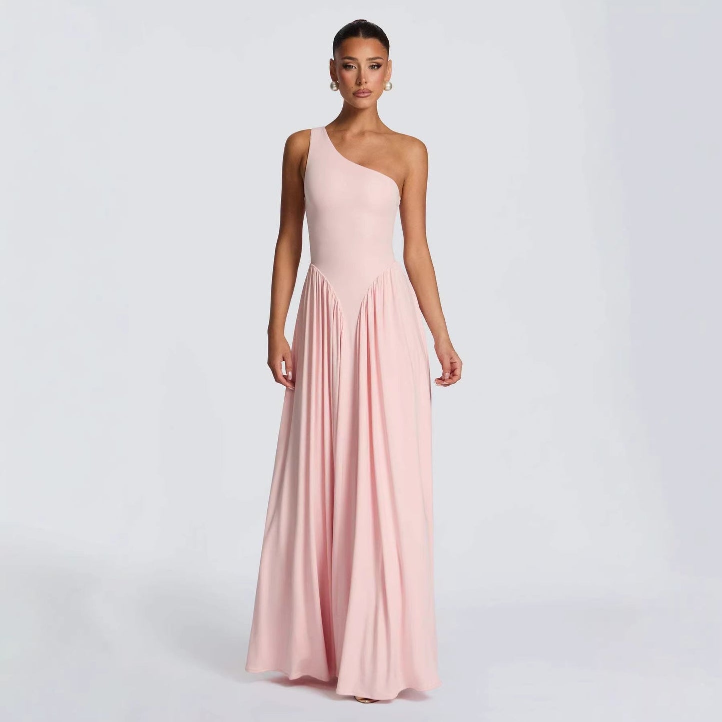 Damen Maxikleid Asymmetrisch Fließender Rock