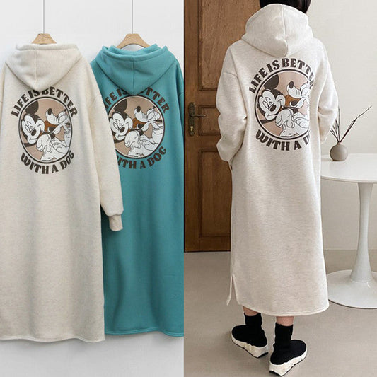 Damen Hoodie-Kleid Cozy mit großflächigem Print und Bequemschnitt - Eveloria
