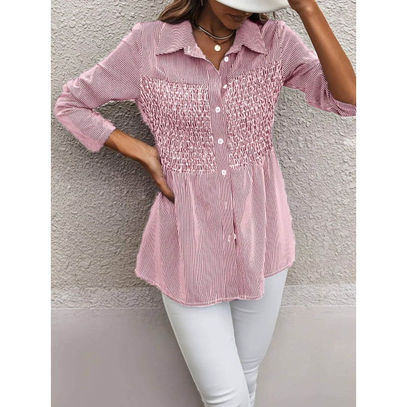 Damen Bluse Perlenverzierung Rüschendetails