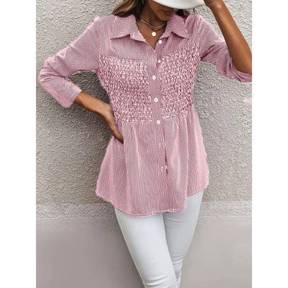 Damen Bluse Perlenverzierung Rüschendetails