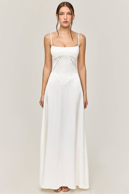 Damen Satin Maxikleid mit Trägern Figurbetont Eveloria