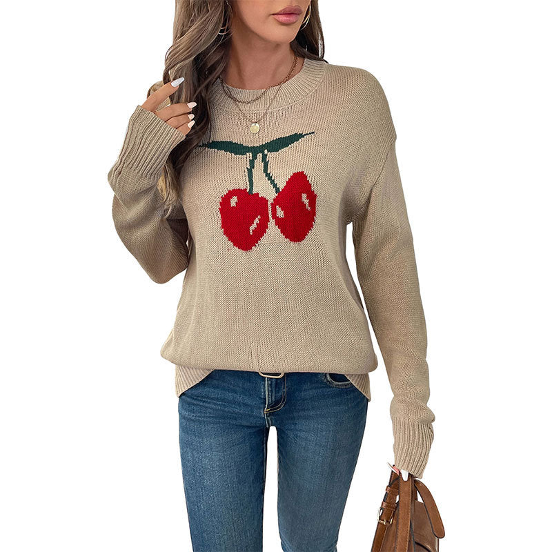 Damen Strickpullover Lässiger Schnitt Fruchtig