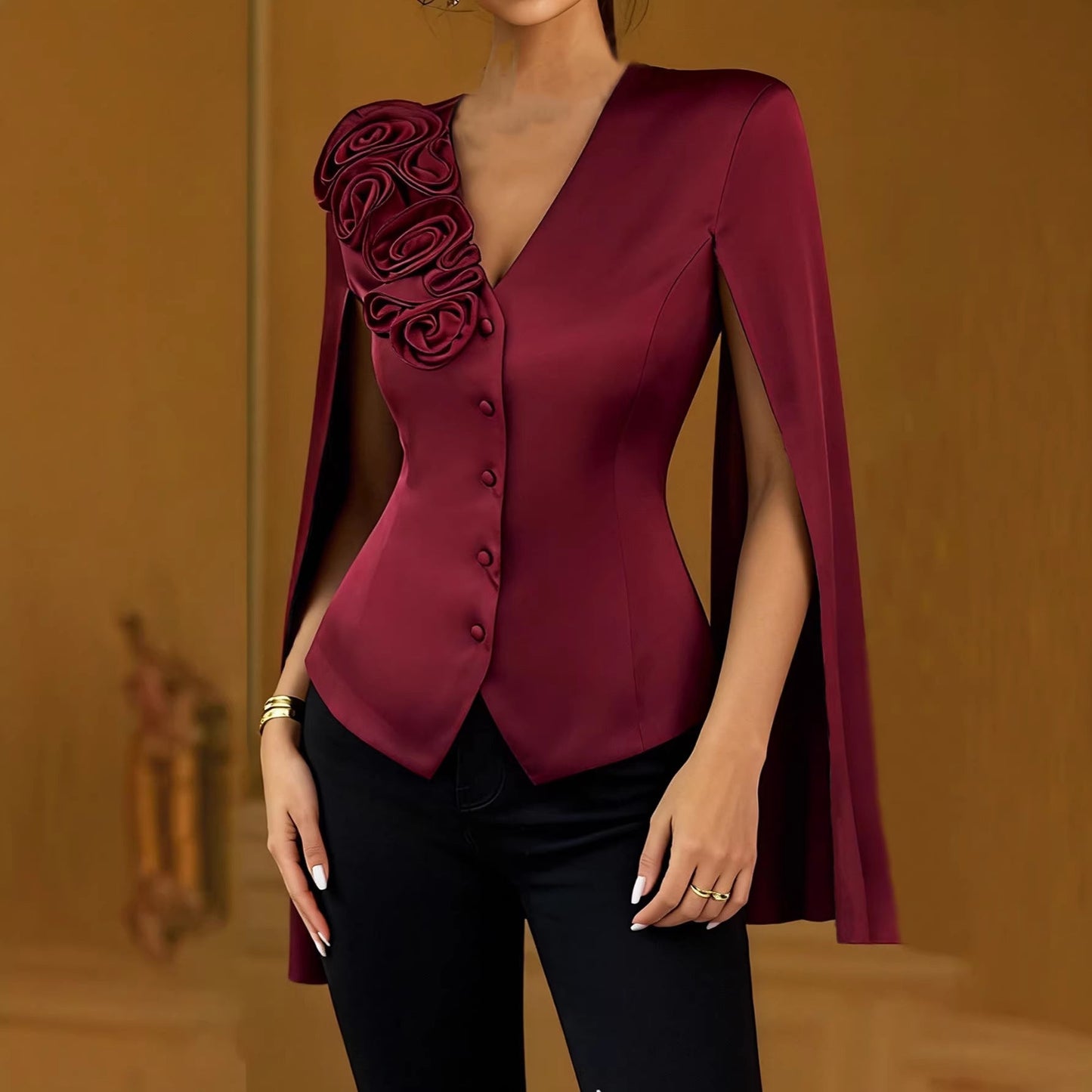 Damen Bluse Glanzstoff Eveloria