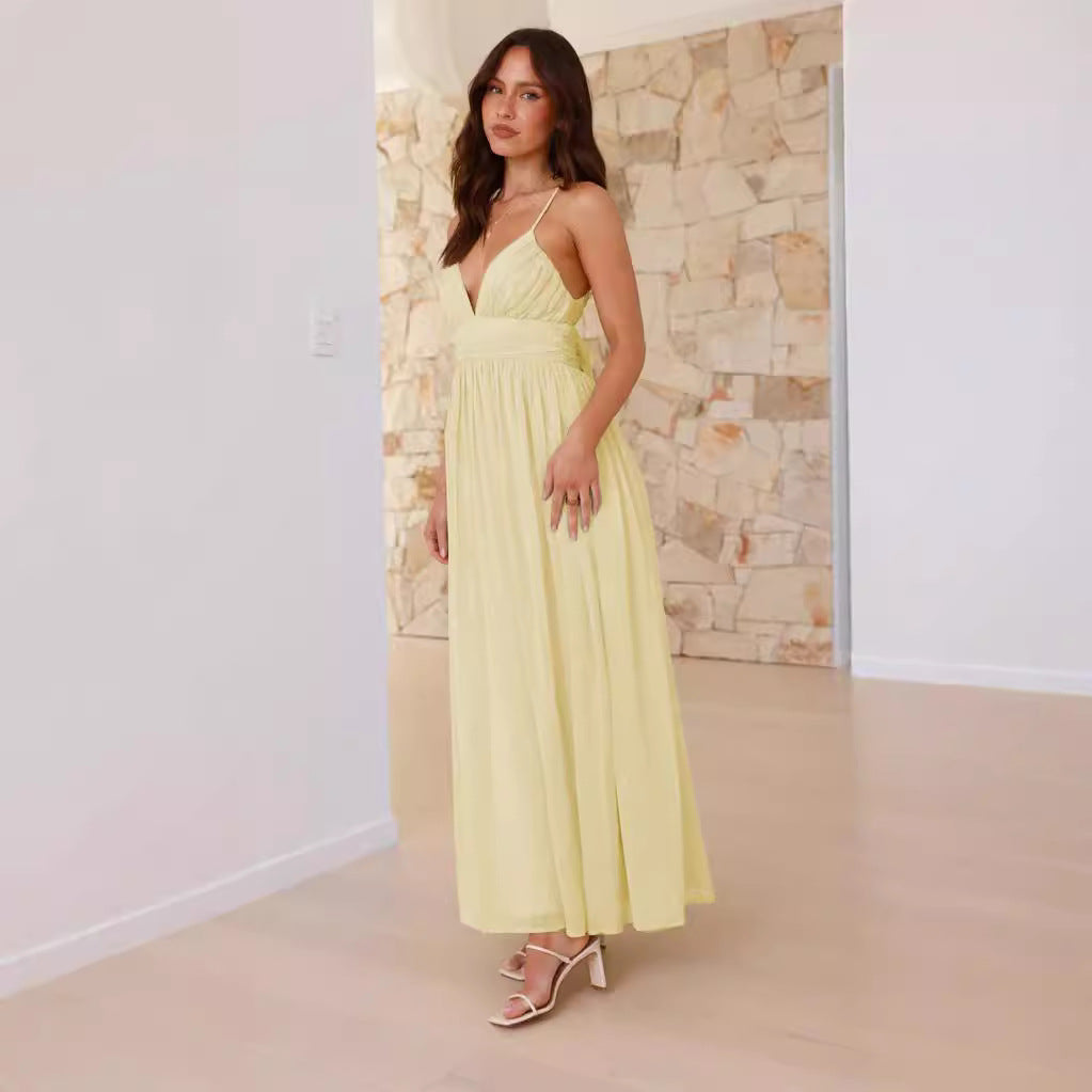 Damen Maxikleid Schmale Träger Wickel-Design Eveloria