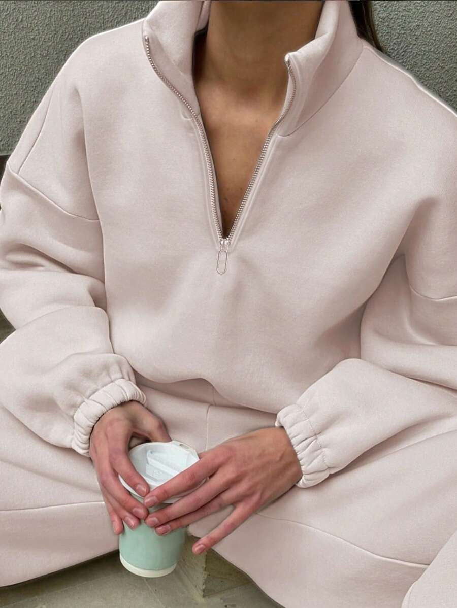 Damen Sweatpullover Halbzipp mit Ärmeln Eveloria