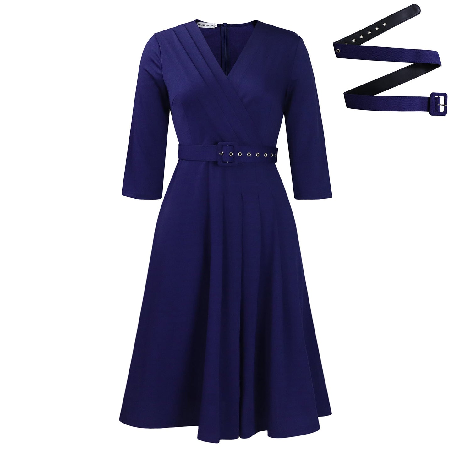Damen Wickelkleid Elegantes Taillieren V-Ausschnitt Eveloria