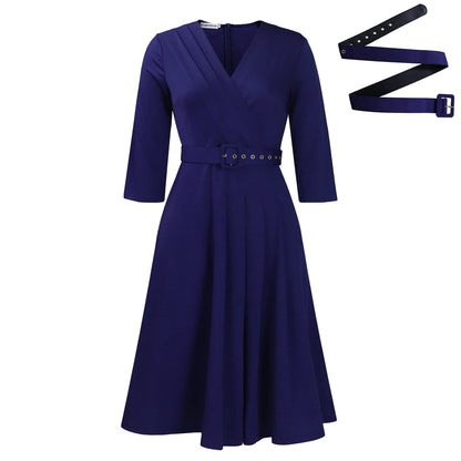 Damen Wickelkleid Elegantes Taillieren V-Ausschnitt Eveloria