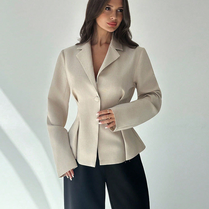 Damen Blazer Tailliert Feiner Stoff Schwarz Eveloria - Eveloria