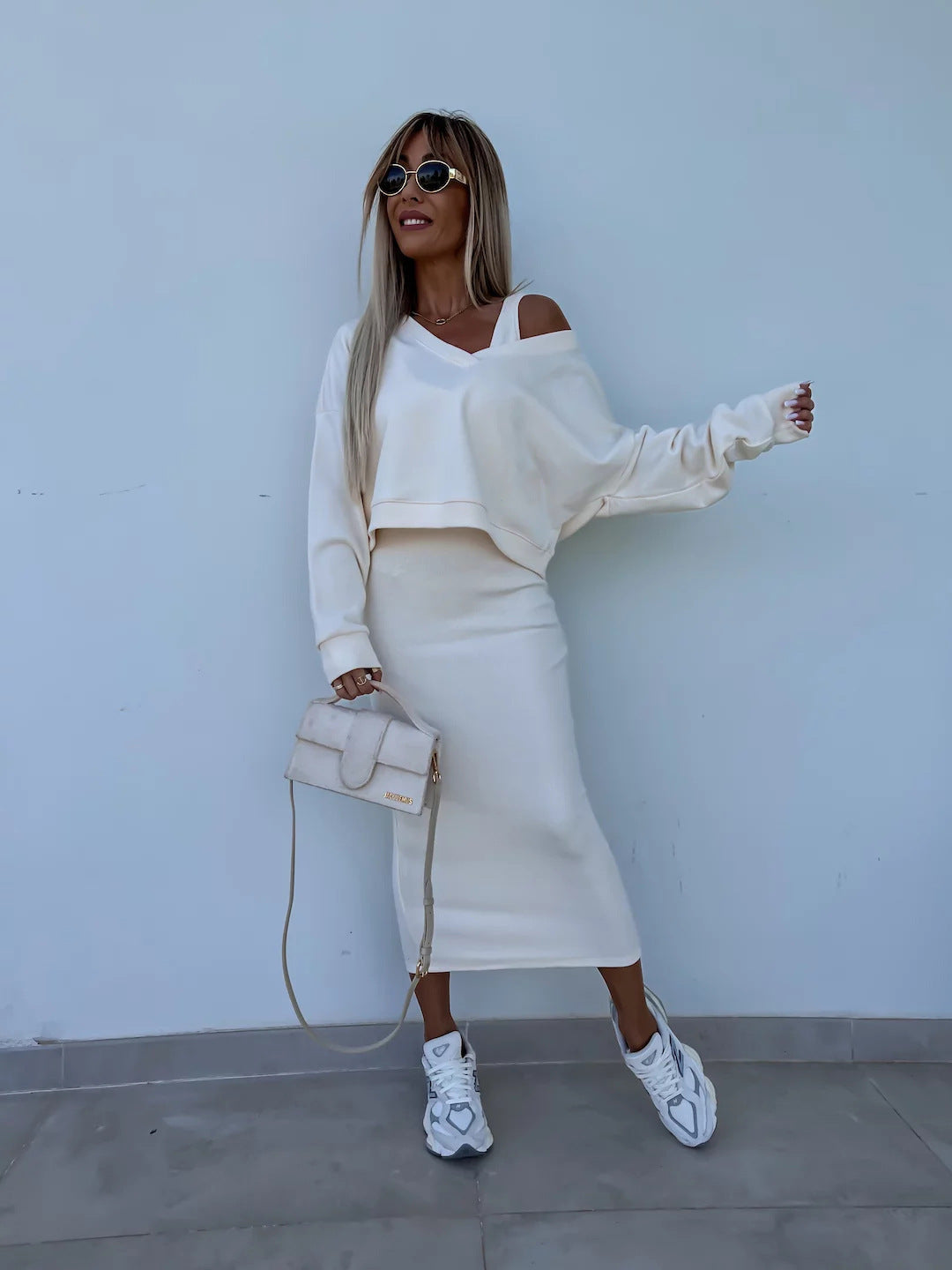 Damen Kleidungsset mit Oberteil und Rock Eveloria Elegantes Set