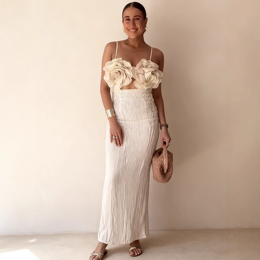 Damen Crop- Florale 3D-Blüten Applikationen Eleganter Schnitt