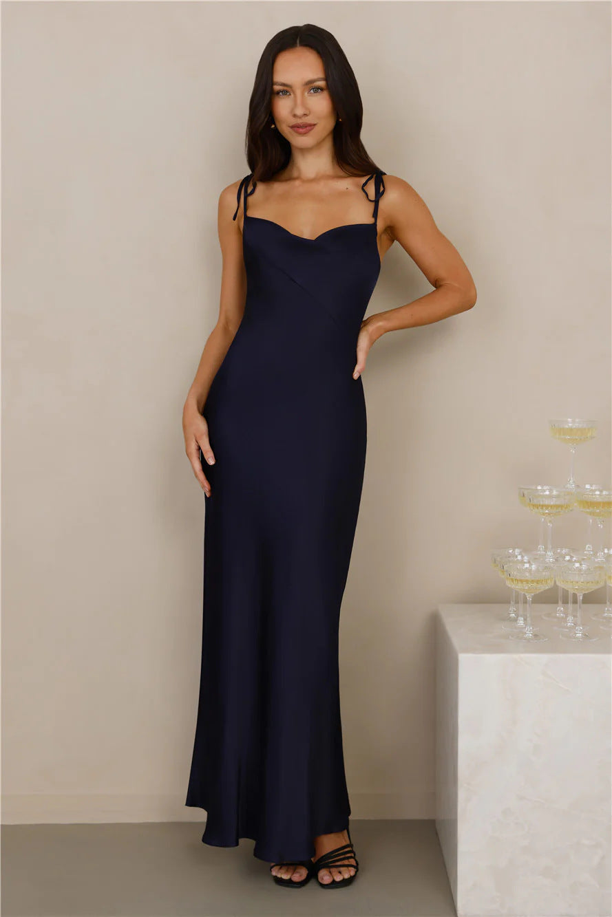 Damen Abendkleid Lang Spaghettiträger Elegantes Design