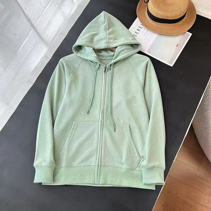 Damen Kapuzenjacke Strukturdesign Durchgehender Reißverschluss