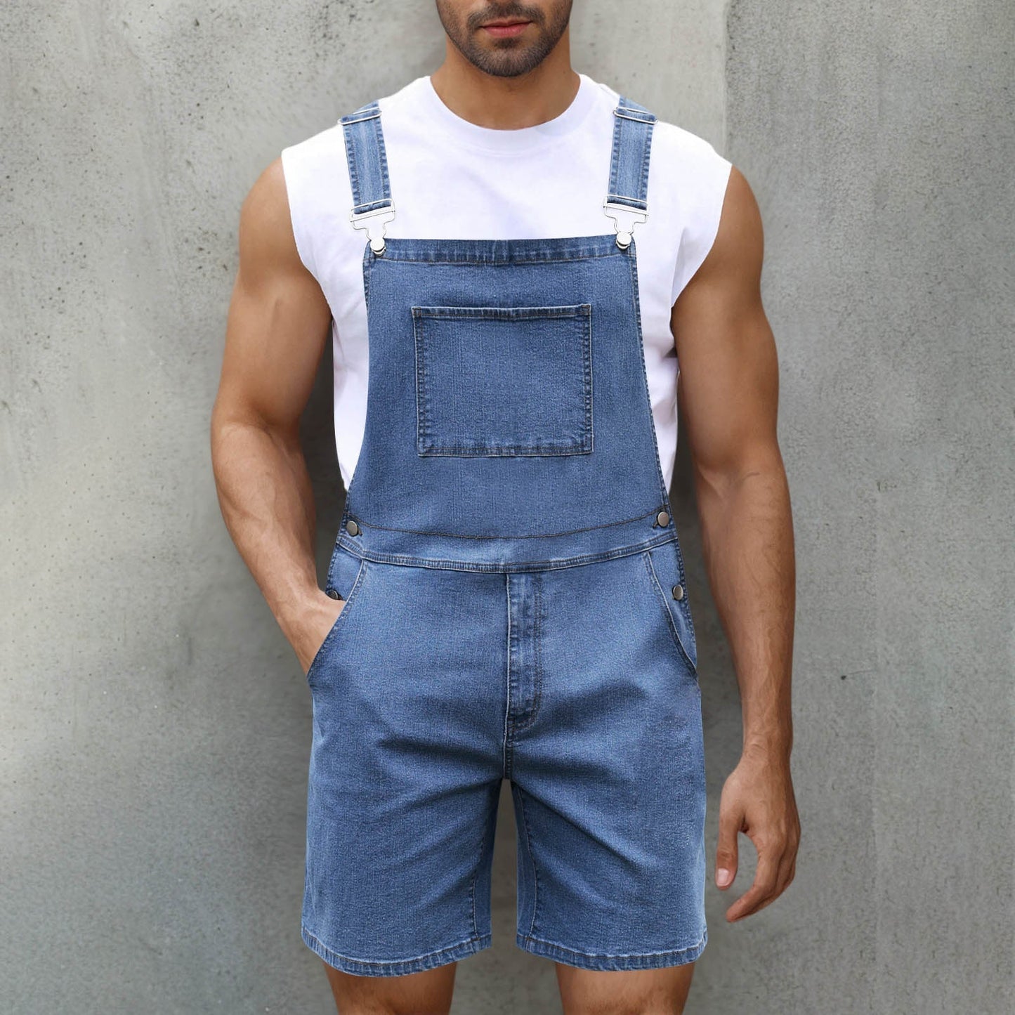 Herren Denim-Latzhose Relaxed Fit Blau
