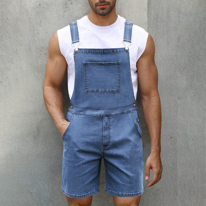 Herren Denim-Latzhose Relaxed Fit Blau