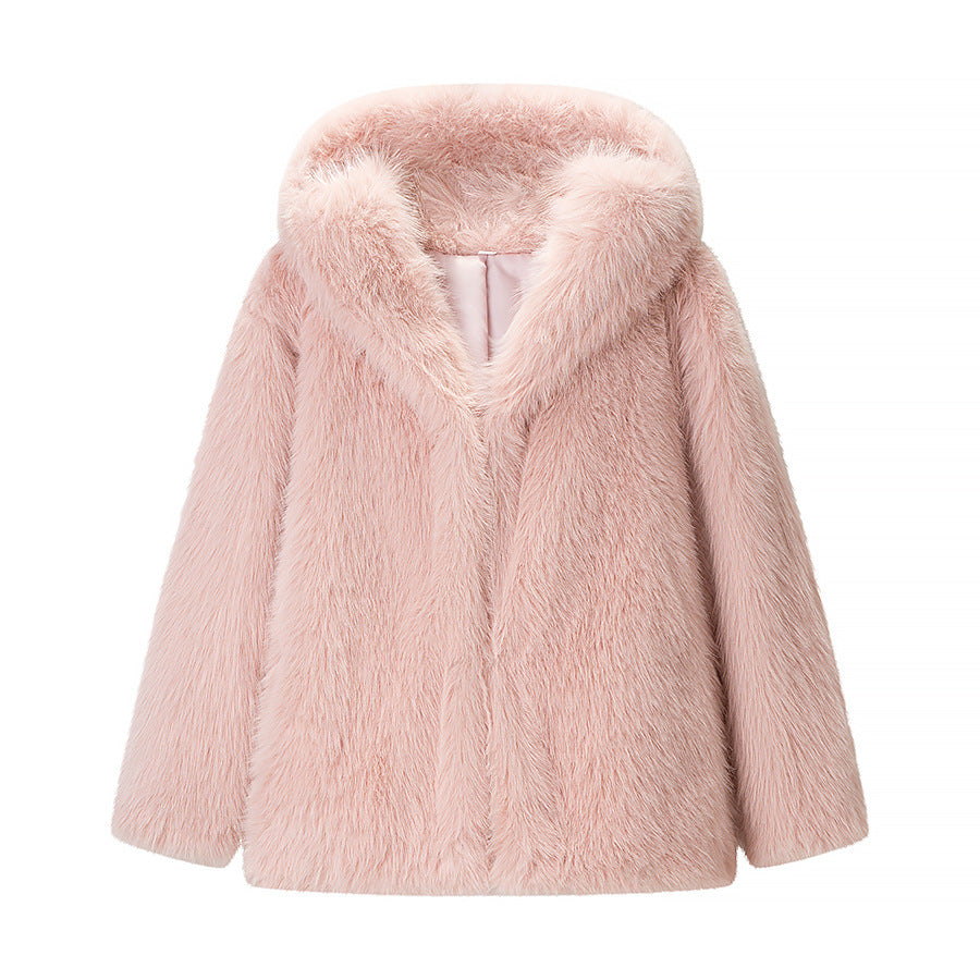 Damen Fleecejacke mit Fellkragen Weiches Innenfutter