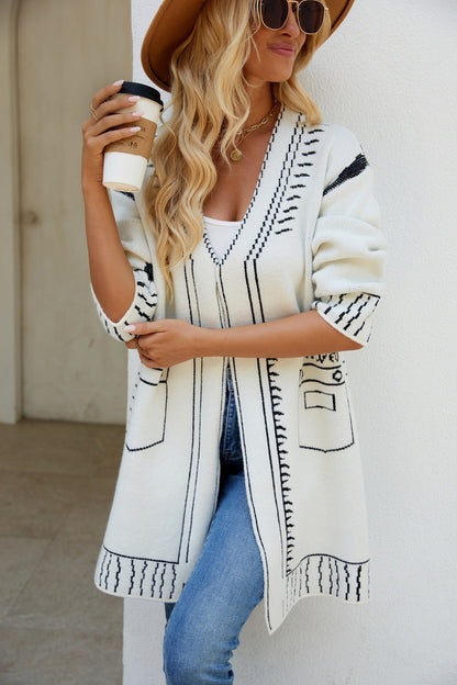 Damen Strickjacke Lässiger Schnitt Anthrazit