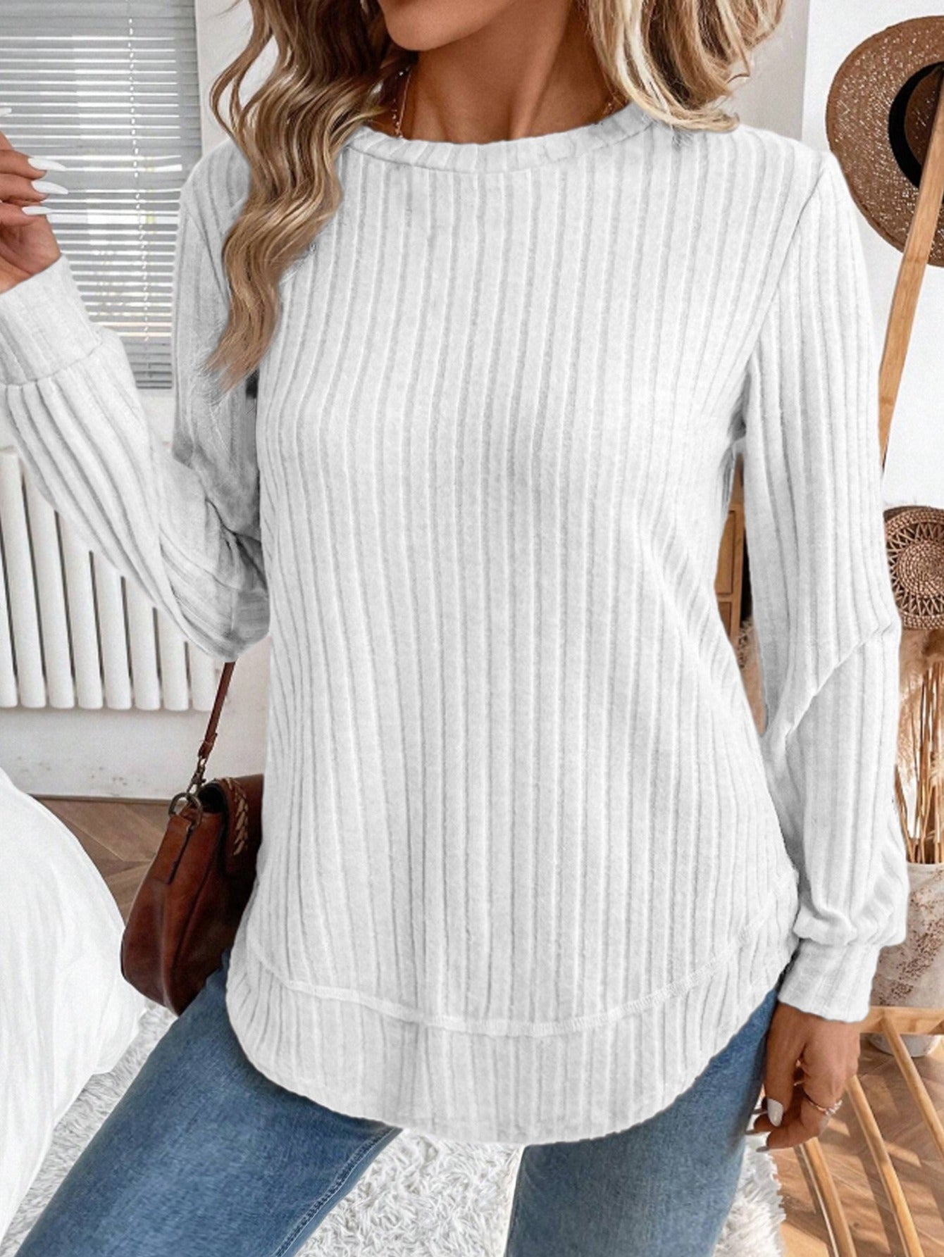 Damen Strickpullover Lässig Vertikale Streifen