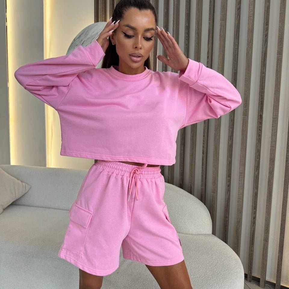 Damen Freizeitanzug Oversized Sweatshirt Kurze Hose Eveloria - Eveloria