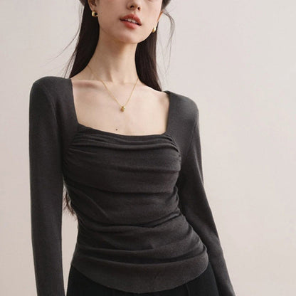 Damen Oberteil Figurbetont Raffungseffekt Elegantes Design