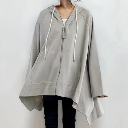 Damen Kapuzenponcho Asymmetrisch Mit Taschen Eveloria