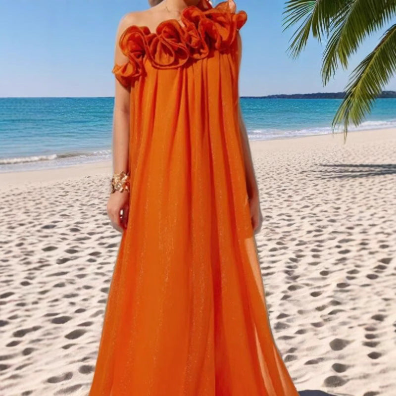 Damen Maxikleid Rüschendesign Eveloria