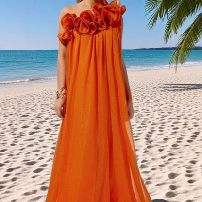 Damen Maxikleid Rüschendesign Eveloria