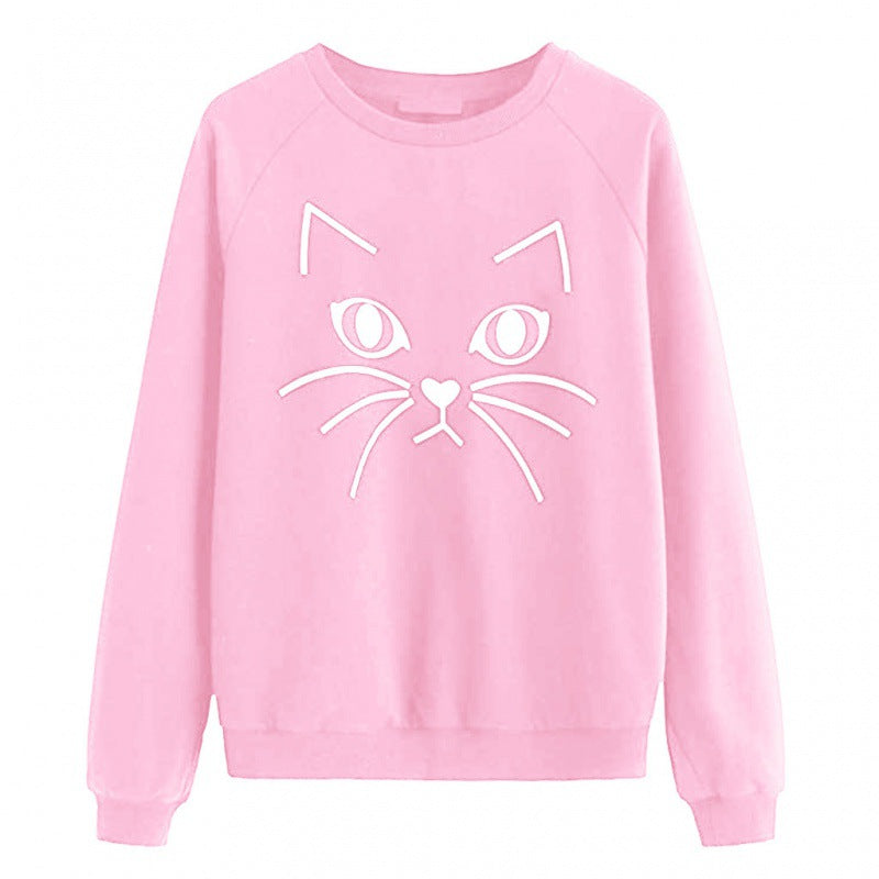 Damen Sweatshirt Katzenmotiv Eveloria Grau