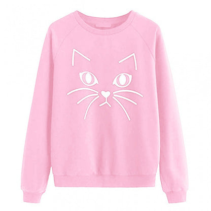 Damen Sweatshirt Katzenmotiv Eveloria Grau