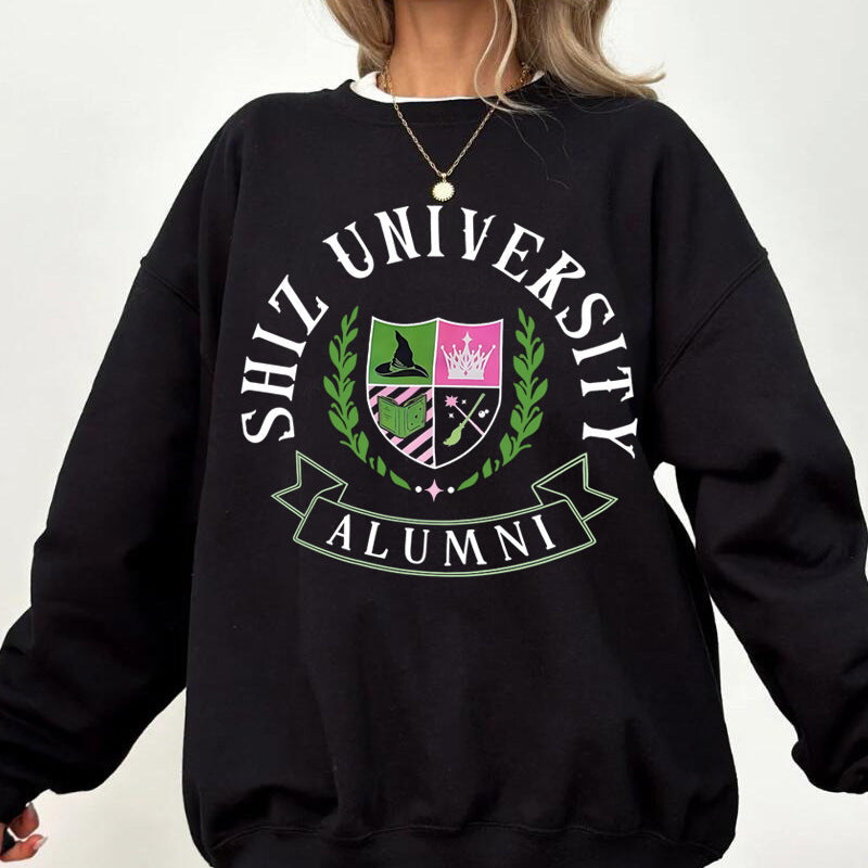 Damen Oversized Sweatshirt Universitätsemblem Lässig Grau Eveloria - Eveloria