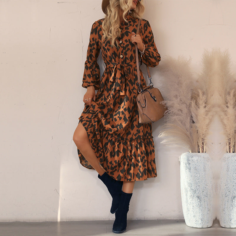 Damen Maxikleid Voluminöser Rock Elegantes Rüschen Design