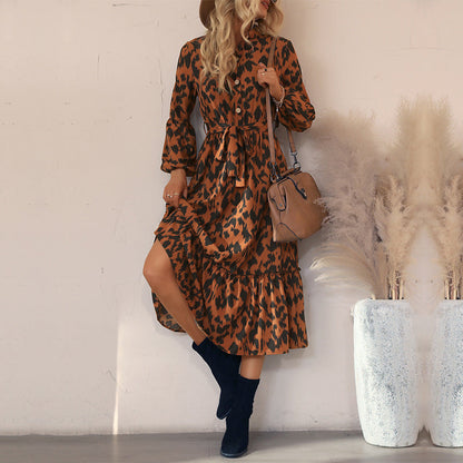Damen Maxikleid Voluminöser Rock Elegantes Rüschen Design