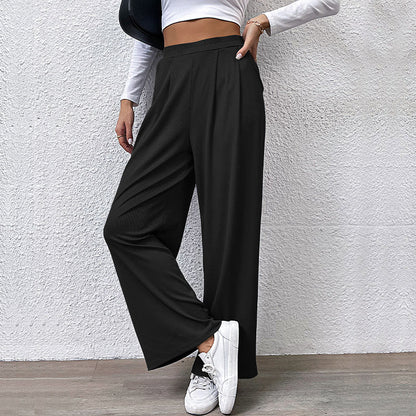 Damen Palazzo-Hose Hochtaillier Falten