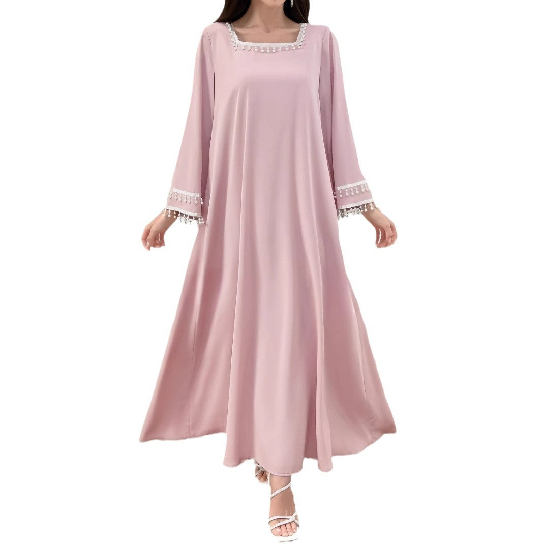 Damen Maxikleid mit Fransen und weiten Ärmeln Eveloria