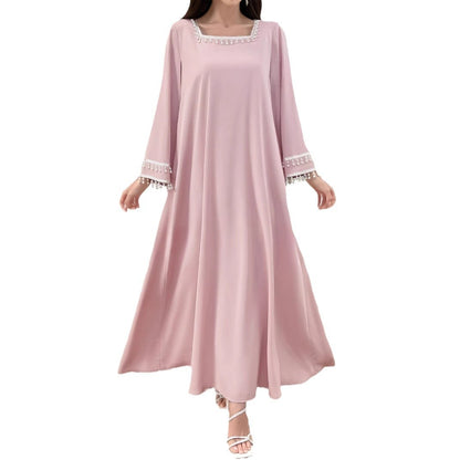 Damen Maxikleid mit Fransen und weiten Ärmeln Eveloria
