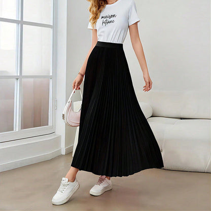 Damen Maxirock Plissiert Elastischer Bund Eleganter Schnitt