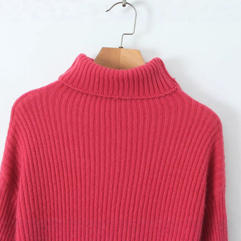 Damen Grobstrickpullover Stehkragen Eveloria