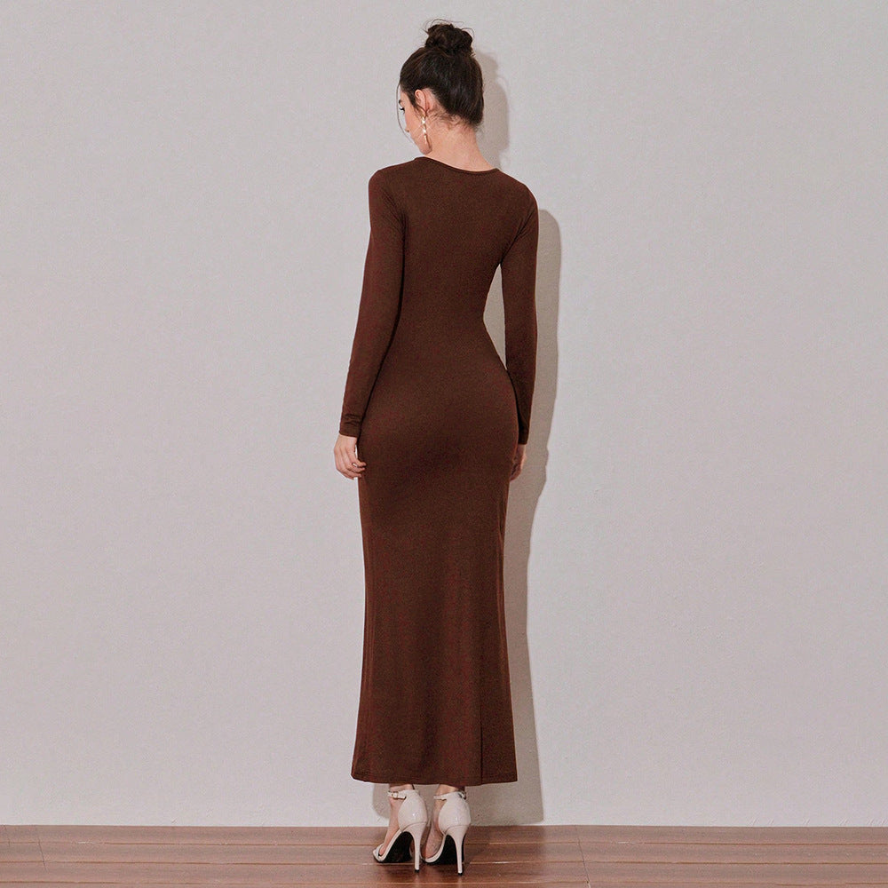 Damen Maxikleid Asymmetrischer Ausschnitt Drapierung